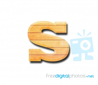 Wooden Alphabet Letter With Drop Shadow On White Background, S Stock Photo