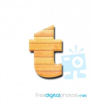 Wooden Alphabet Letter With Drop Shadow On White Background, T Stock Photo