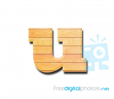 Wooden Alphabet Letter With Drop Shadow On White Background, U Stock Photo