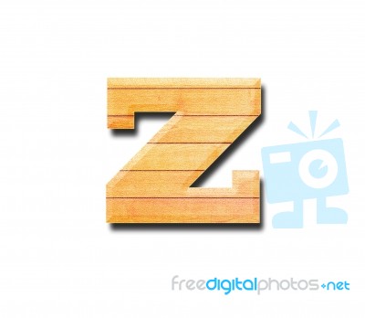 Wooden Alphabet Letter With Drop Shadow On White Background, Z Stock Photo