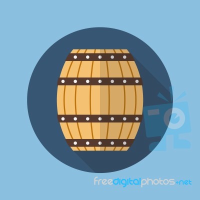 Wooden Barrel Flat Icon Stock Image