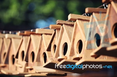 Wooden Bird House Stock Photo