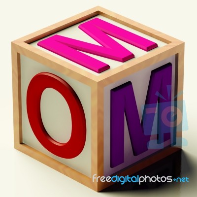 Wooden Block With Mom Text Stock Image