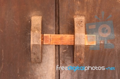 Wooden Bolt Ancient Asian Style Stock Photo