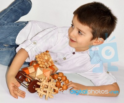 Wooden Brain Teaser Stock Photo