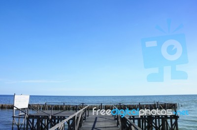 Wooden Bridge For Sea View.wooden Stock Photo