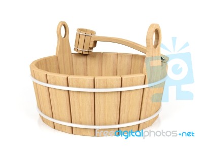 Wooden Bucket And Dipper Stock Image