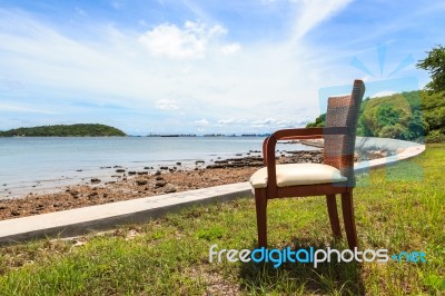 Wooden Chair And Sea Stock Photo