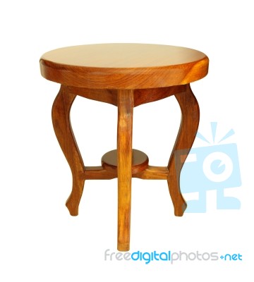 Wooden Chinese Round Chair On White Background Stock Photo