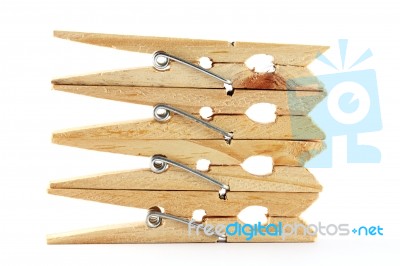 Wooden Clothes Pegs Stock Photo