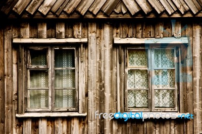 Wooden Cottage Window Stock Photo