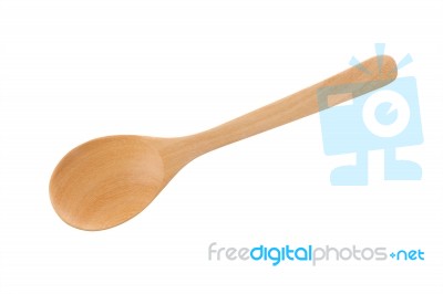 Wooden Craft Spoon On White Background Stock Photo