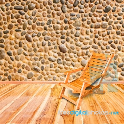 Wooden Deck Chair In Retro Style On Wooden Floor Interior With S… Stock Photo