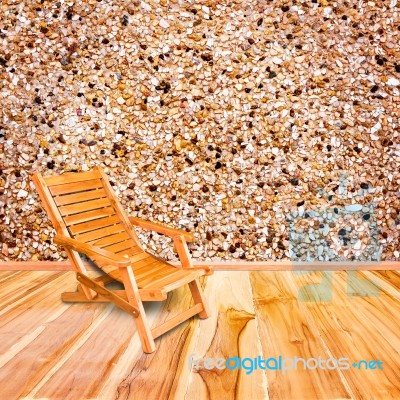 Wooden Deck Chair In Retro Style On Wooden Floor Interior With S… Stock Photo