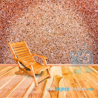 Wooden Deck Chair In Retro Style On Wooden Floor Interior With S… Stock Photo