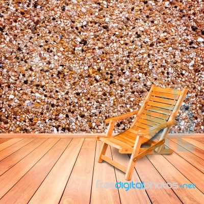 Wooden Deck Chair In Retro Style On Wooden Floor Interior With S… Stock Photo