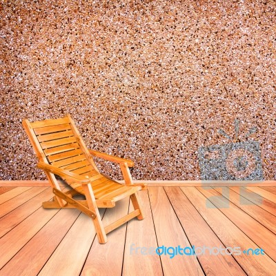 Wooden Deck Chair In Retro Style On Wooden Floor Interior With S… Stock Photo