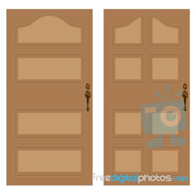 Wooden Door On A White Background. Wooden Texture Stock Image