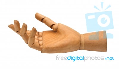 Wooden Hand Isolated On A White Background Stock Photo