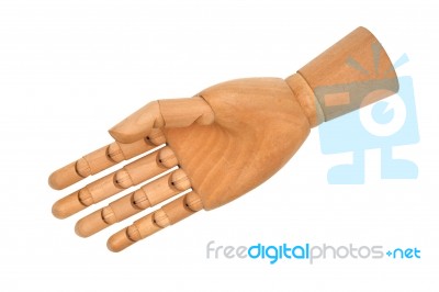 Wooden Hand Isolated On A White Background Stock Photo