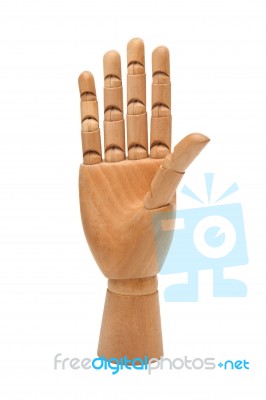 Wooden Hand Isolated On A White Background Stock Photo