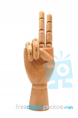 Wooden Hand Isolated On A White Background Stock Photo