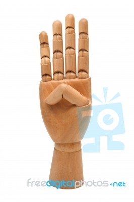 Wooden Hand Isolated On A White Background Stock Photo