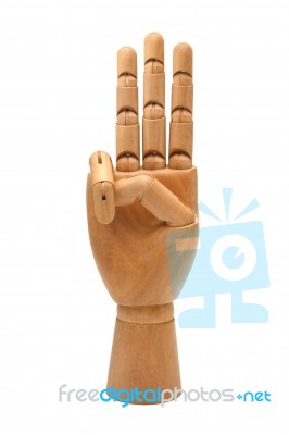 Wooden Hand Isolated On A White Background Stock Photo