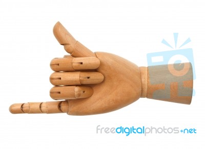 Wooden Hand Isolated On A White Background Stock Photo