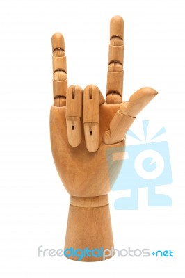 Wooden Hand Isolated On A White Background Stock Photo