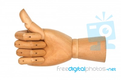 Wooden Hand Isolated On A White Background Stock Photo