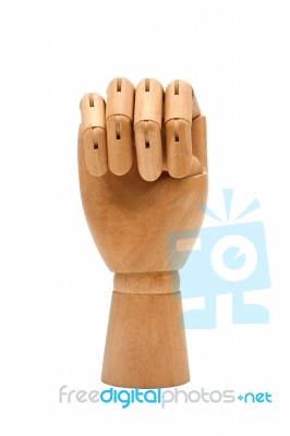 Wooden Hand Isolated On A White Background Stock Photo