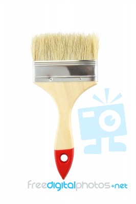 Wooden Handle Brush On White Background Stock Photo