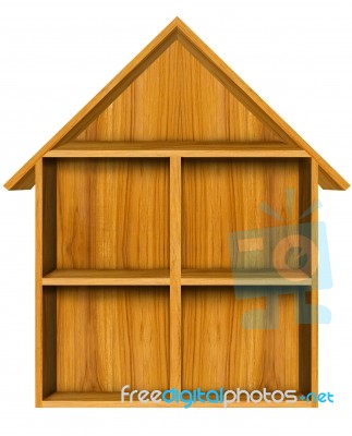 Wooden House Shelf Stock Image