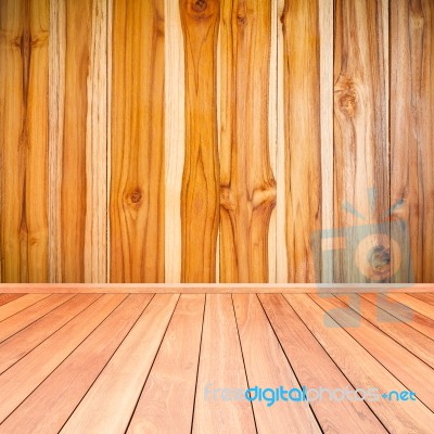 Wooden Interior Background Of Floor And Wall Stock Photo