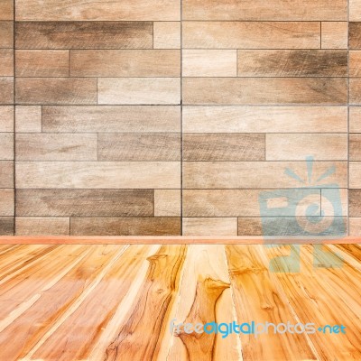 Wooden Interior Background Of Floor And Wall Stock Photo