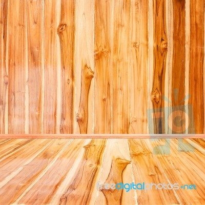 Wooden Interior Background Of Floor And Wall Stock Photo