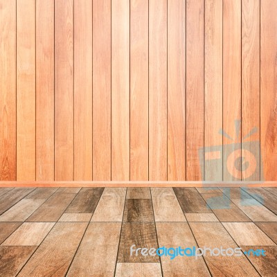 Wooden Interior Background Of Floor And Wall Stock Photo