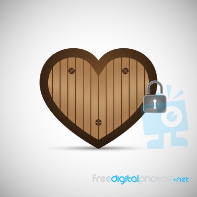  Wooden Love Heart With Lock Stock Image