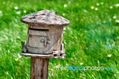 Wooden Mailbox Stock Photo