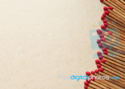 Wooden Matches On Old Paper Stock Photo