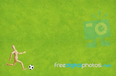 Wooden Model Playing Soccer Stock Image