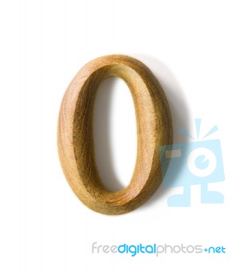 Wooden Numeric 0 Stock Photo