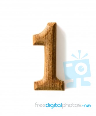 Wooden Numeric 1 Stock Photo