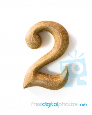 Wooden Numeric 2 Stock Photo