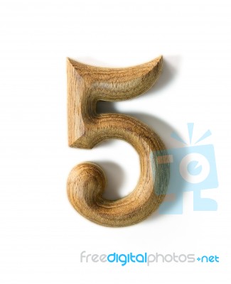 Wooden Numeric 5 Stock Photo