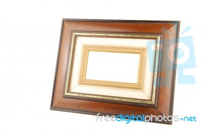 Wooden Photo-frame On White Stock Photo