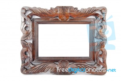 Wooden Photo-frame On White Stock Photo