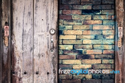 Wooden Plank On The Wall Background Stock Photo