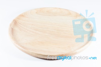 Wooden Plate Isolated On White Background Stock Photo